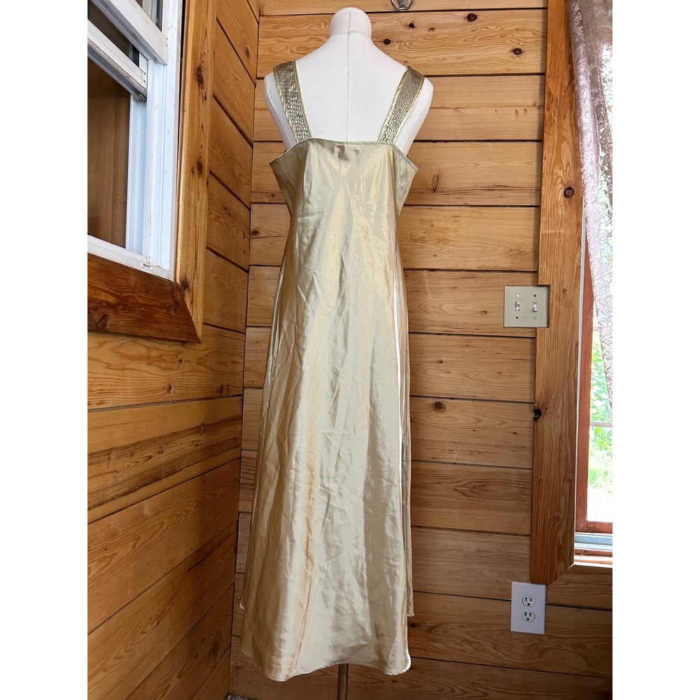 Vintage Gold Satin Slip Dress Womens Large Maxi Lingerie‎ Gloria Vanderbilt - Picture 6 of 8